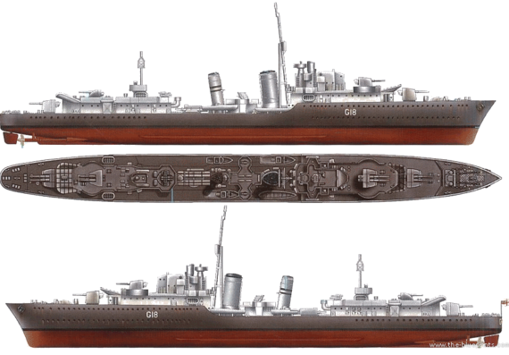 HMS Zulu [Destroyer] - drawings, dimensions, figures